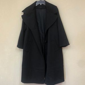 Ellie Tahari viscose lined virgin wool long coat jacket size 6